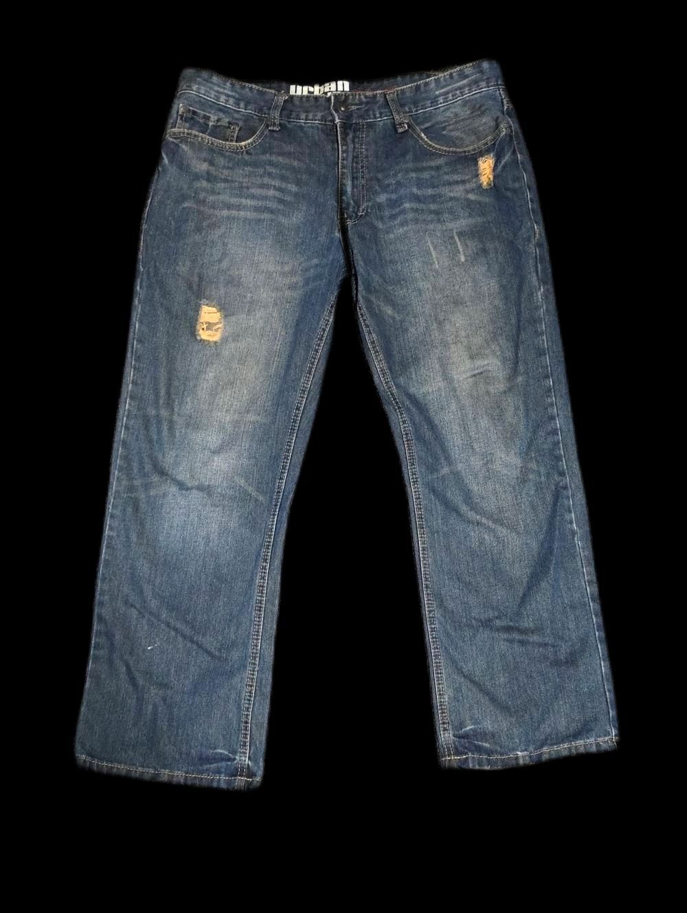 Urban pipeline Men's Washed Blue Relaxed Jeans with Distress